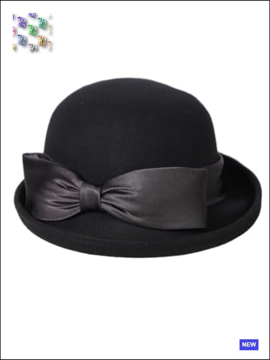 Wool Felt Cloche Hat with Bow Formal Elegant Church Tea Party Dress Cocktail main image 4